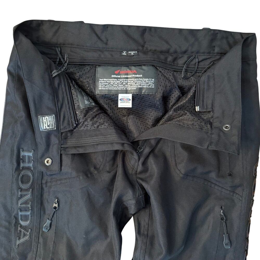 Honda Motorcycle Pants Womens XL Armored Riding Gear Black 31” Inseam Reflective - Picture 2 of 7